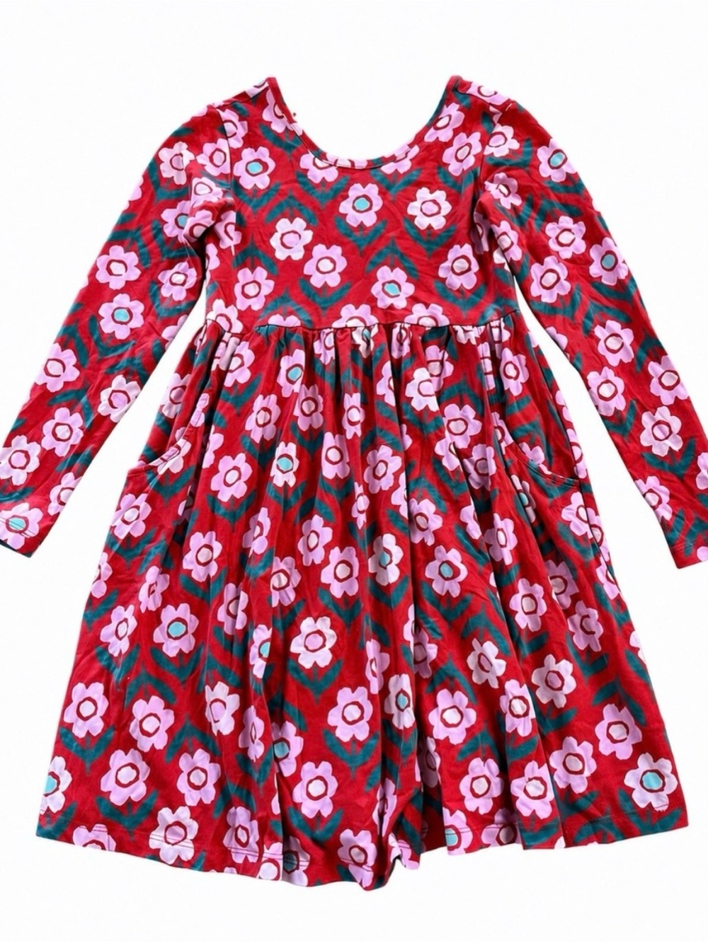 Hanna Andersson Red Floral Long-Sleeve Dress